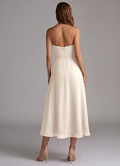 Azazie Wren Vestidos de madrinha de casamento Vestido Alabastro Branco de Chiffon de Linha A com Sem Alças image2