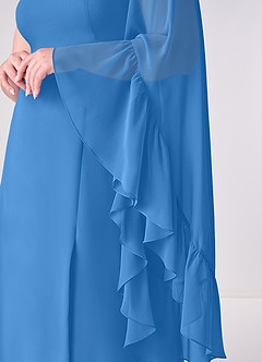 Barbie ♥ Azazie Brautjungfernkleider A-Linie Langarm Chiffon Kleid Blauhäher image10
