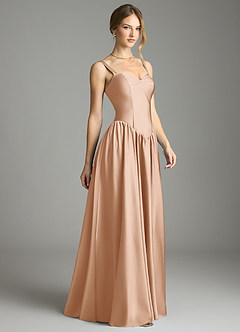 Azazie Evadina Suknie dla druhen Linia A Gorset Satyna elastyczna Do ziemi Sukienka image4