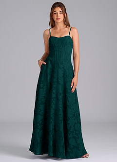 Azazie Stasy Bridesmaid Dresses Pine A-Line Sweetheart Neckline Floral Burnout Dress image1