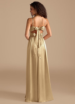 Azazie Zeya Robes de demoiselle d'honneur Robe Trapèze en Satiné métallisé Plissée Champagne image2