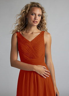 Azazie Grace Bridesmaid Dresses Paprika A-Line Pleated Chiffon Dress image5