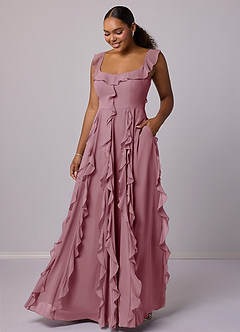 Barbie ♥ Azazie Bridesmaid Dresses Vintage Mauve A-Line with Pockets Chiffon Dress image7