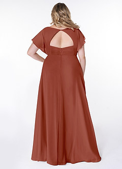 Azazie Rylee Robes de demoiselle d'honneur Robe Trapèze en Mousseline de soie Plissée Auburn image7