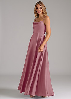 Azazie Elle Bridesmaid Dresses Vintage Mauve A-Line Pleated Stretch Satin Dress image6