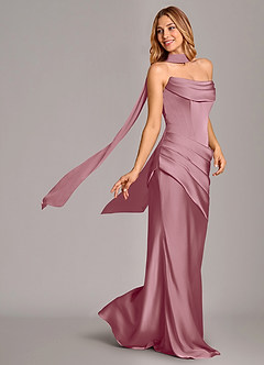 Azazie Pelagia Bridesmaid Dresses Vintage Mauve Mermaid Corset Stretch Satin Convertible Dress image2