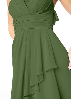 Azazie Aviv Bridesmaid Dresses Olive A-Line Pleated Chiffon Dress image4