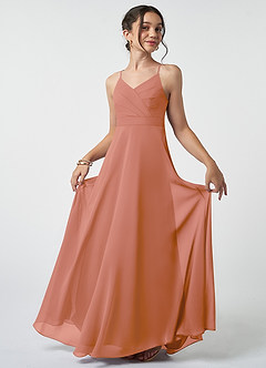 Azazie Avelina Junior MAI TAI A-Line Pleated Chiffon Dress image2
