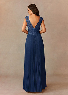 Upstudio Vandalia Abiti per la Madre della Sposa Abito A-Line in Maglia Luccicante con Scollo a V Marino Scuro image4