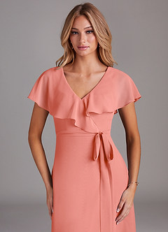 Azazie Lainey Abiti da Damigella Abito A-Line in Chiffon Con Tasche Salmone Rosa image6