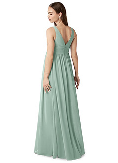 Azazie Yetta Maternity Bridesmaid Dresses A-Line V-Neck Gathered Chiffon Floor-Length Dress image5
