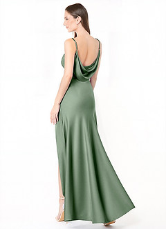 Azazie Alaija Bridesmaid Dresses Matcha Mermaid Side Slit Stretch Satin Dress image1