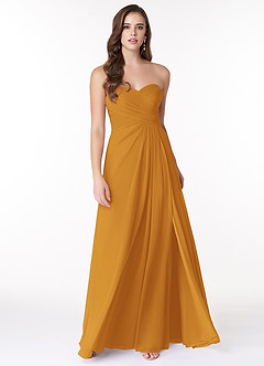 Azazie Arabella Allure Bridesmaid Dresses Butterscotch A-Line Sweetheart Neckline Chiffon Convertible Dress image4