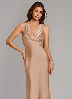 Azazie Cheryl Bridesmaid Dresses English Rose Mermaid Stretch Satin Dress image6