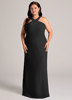 Azazie Doretta Bridesmaid Dresses Black Mermaid Pleated Chiffon Dress image6
