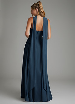 Azazie Evan At-home Try On Dresses Dark Navy A-Line Strapless Chiffon Dress image8