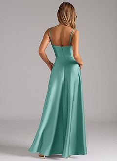 Azazie Elle Brautjungfernkleider A-Linie Plissee Stretch-Satin Kleid Aqua image7