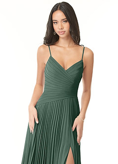 Azazie Vini Robes de demoiselle d'honneur Robe Trapèze en Mousseline de soie Col V plissé Mousse De Mer image6