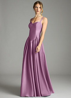 Azazie Evadina Suknie dla druhen Linia A Gorset Satyna elastyczna Do ziemi Sukienka image3