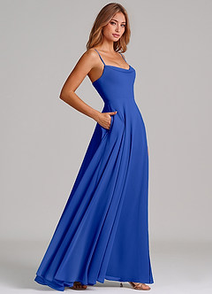 Azazie Elle Bridesmaid Dresses Royal Blue A-Line Pleated Chiffon Dress image5