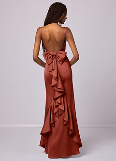 Barbie ♥ Azazie Bridesmaid Dresses Terracotta Mermaid Bow Stretch Satin Dress image1