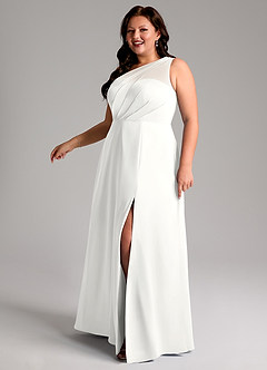 Azazie Phaedra Bridesmaid Dresses White A-Line One Shoulder Chiffon Dress image12