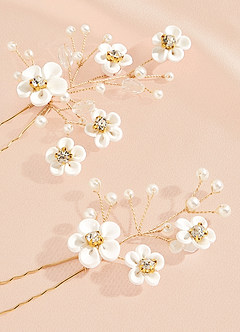 front U-förmiges Haarnadel-Set mit weißen Blumen