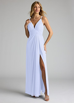 Azazie Maren Allure Bridesmaid Dresses Lavender A-Line V-Neck Lace Chiffon Dress image1
