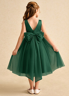 Azazie Winnie Flower Girl Dresses Dark Green Ball-Gown Bow Tulle Dress image1