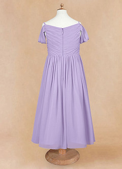 Azazie Chelle Flower Girl Dresses Lilac A-Line Pleated Chiffon Dress image7
