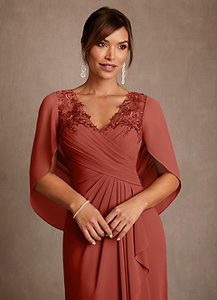 Azazie Forums Mother of the Bride Dresses Terracotta A-Line Lace Dress image4