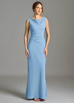 Azazie Kieryn Bridesmaid Dresses Powder Blue Mermaid Pleated Chiffon Dress image5