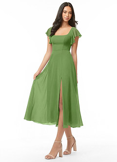 Azazie Bondi Bridesmaid Dresses Basil A-Line Ruched Chiffon Dress image3