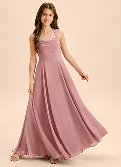 Azazie Kady Junior Dusty Rose A-Line Sweetheart Neckline Chiffon Dress image4