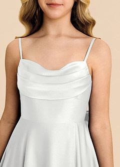 Azazie Bear Junior White A-Line Sweetheart Neckline Stretch Satin Dress image7