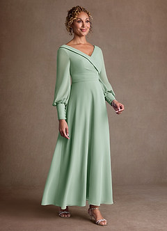 Azazie Paterson At-home Try On Dresses Agave A-Line Pleated Chiffon Dress image3