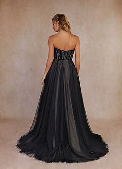 Azazie Persephone Wedding Dresses Black Champagne Ball-Gown Lace Tulle Dress image2