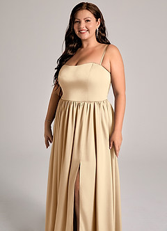 Azazie Calianna Bridesmaid Dresses Champagne A-Line Off the Shoulder Stretch Satin Convertible Dress image11