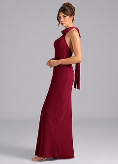 Azazie Velli Bridesmaid Dresses Burgundy Mermaid Bow Chiffon Dress image5