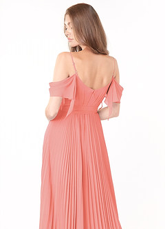 Azazie Lyney Jurken voor bruidsmeisjes Jurk van Chiffon met A-Lijn Off the Shoulder Koraal image5