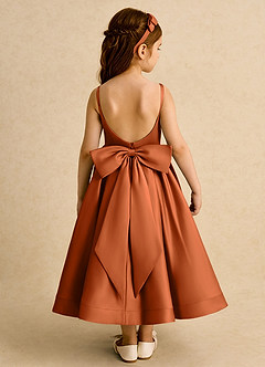 Azazie Babs Blumenmädchenkleider Ballkleid Plissee Matte Satin Kleid Gebranntes Orange image6