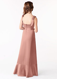 Azazie Barbara Junior Rosette A-Line Bow Stretch Satin Dress image3