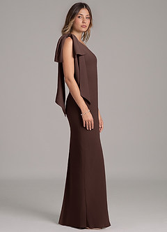 Azazie Capri Bridesmaid Dresses Ganache A-Line One Shoulder Chiffon Dress image3