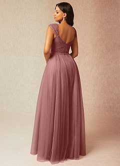 Azazie Luxi Bridesmaid Dresses Desert Rose A-Line Pleated Tulle Dress image2