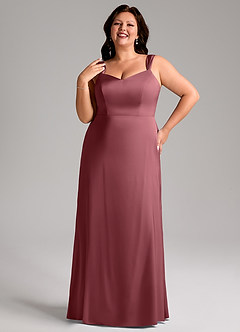 Azazie Denice Bridesmaid Dresses Desert Rose Sheath Pleated Stretch Satin Dress image10