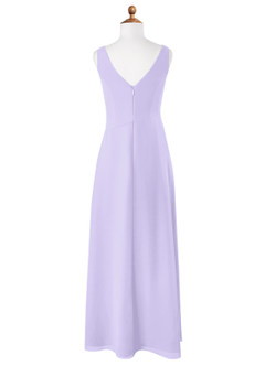 Azazie Kori Junior Lilac A-Line Ruched Chiffon Dress image5