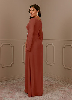 Azazie Belinda Mother of the Bride Dresses Auburn A-Line V-Neck Pleated Chiffon Dress image4