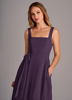 Azazie Deb Bridesmaid Dresses Plum A-Line with Pockets Chiffon Convertible Dress image2