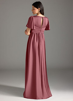 Azazie Verna Maternity Bridesmaid Dresses A-Line Ruched Stretch Satin Floor-Length Dress image2