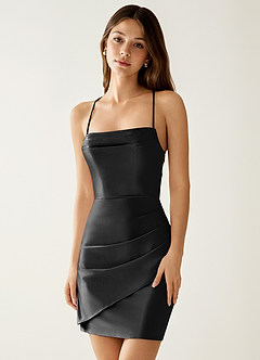 Anouk Negro Minivestido de sirena con corsé de satén elástico image4